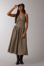 Load image into Gallery viewer, Jolie Checker Halter Midi Dress