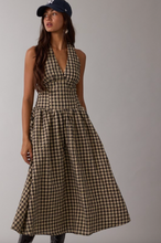 Load image into Gallery viewer, Jolie Checker Halter Midi Dress