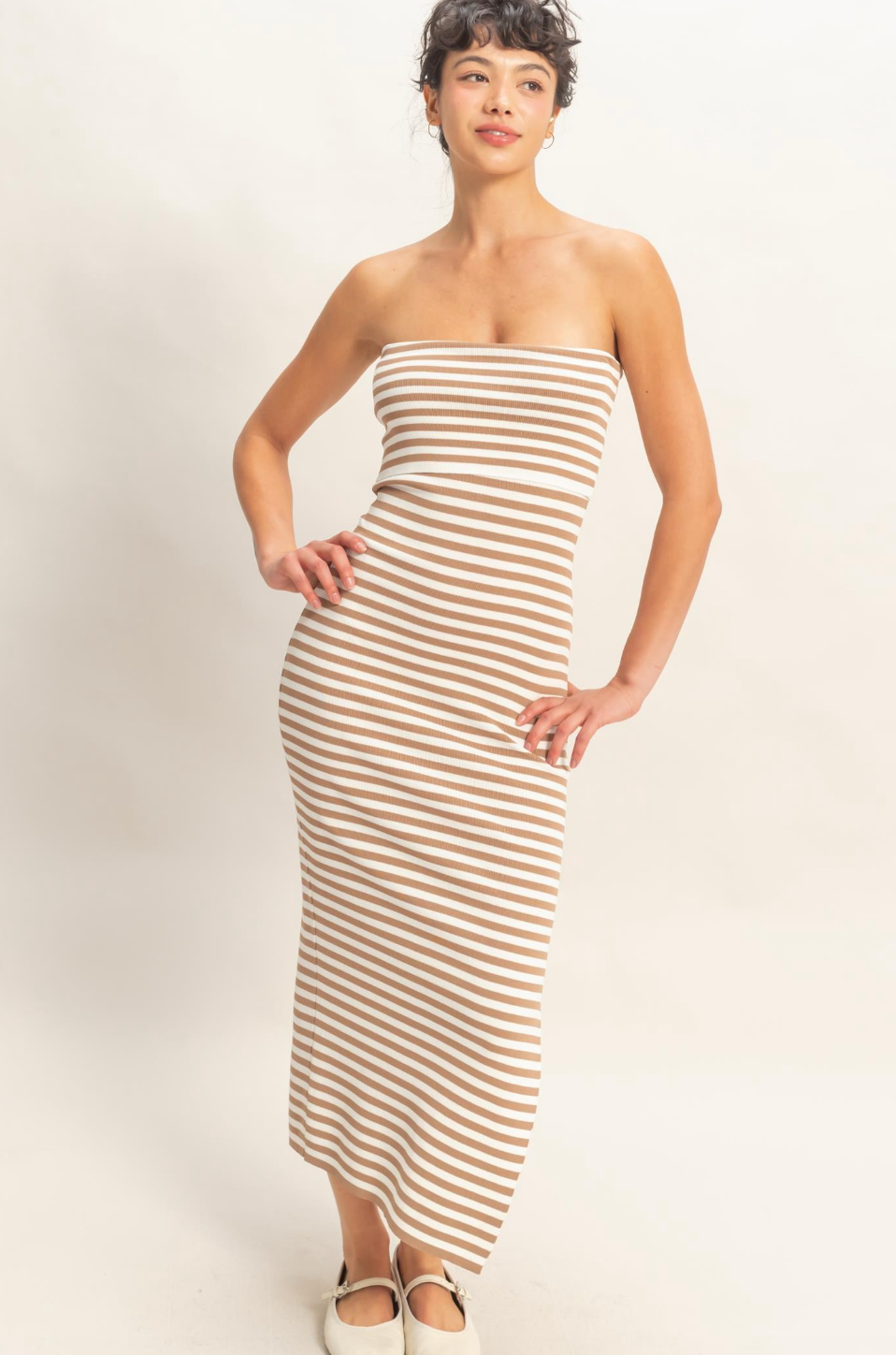 Lexi Strapless Striped Bodycon Midi Dress Stile+Grace Lexi Strapless Striped Bodycon Midi Dress Stile+Grace