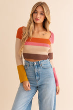 Load image into Gallery viewer, Layla Color Block Stripe Knit Top
