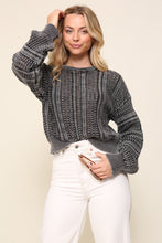 Load image into Gallery viewer, Acid Wash Round Neck Sweater
