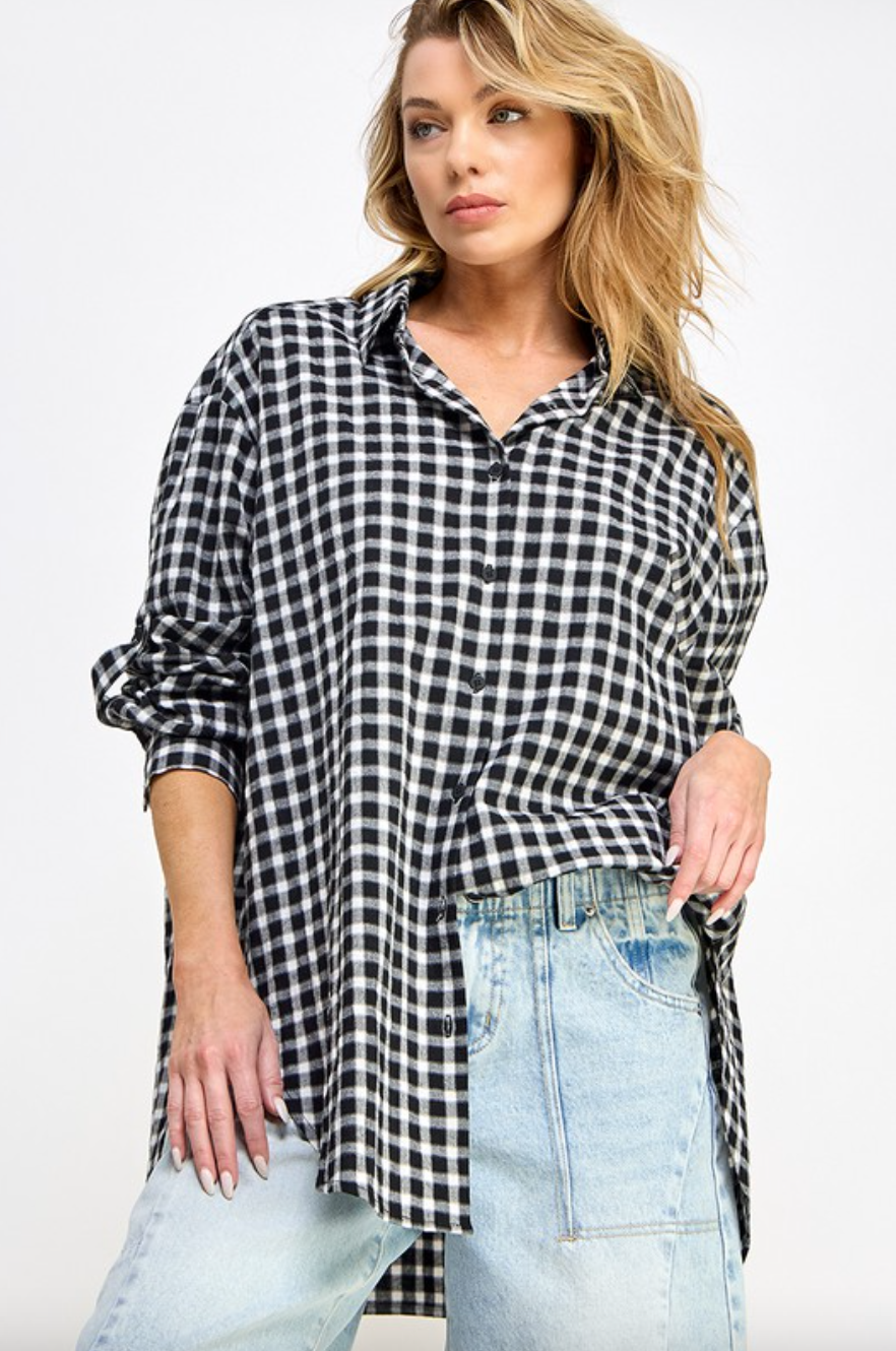 Oaklee Gingham Button Up