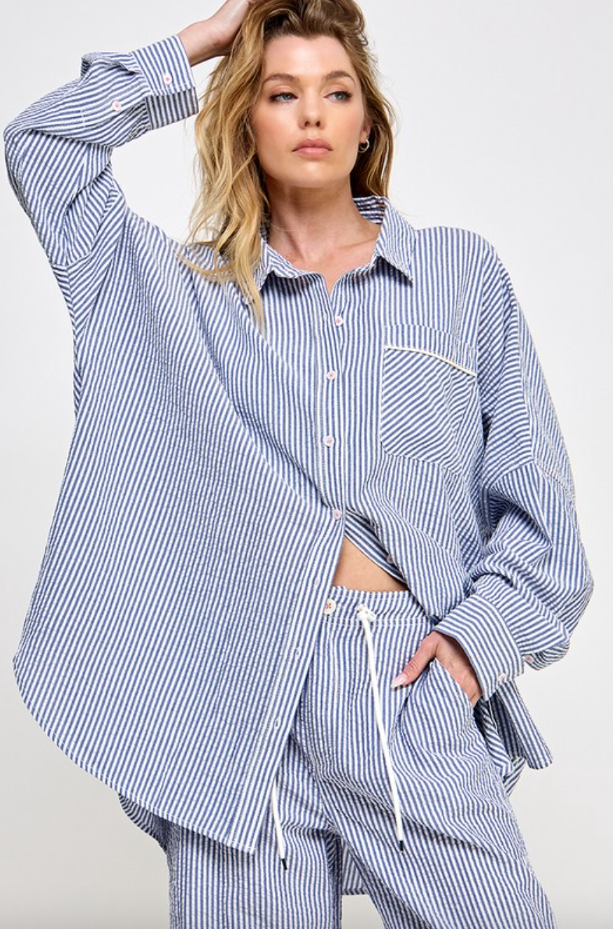 Coastal Striped Button Up