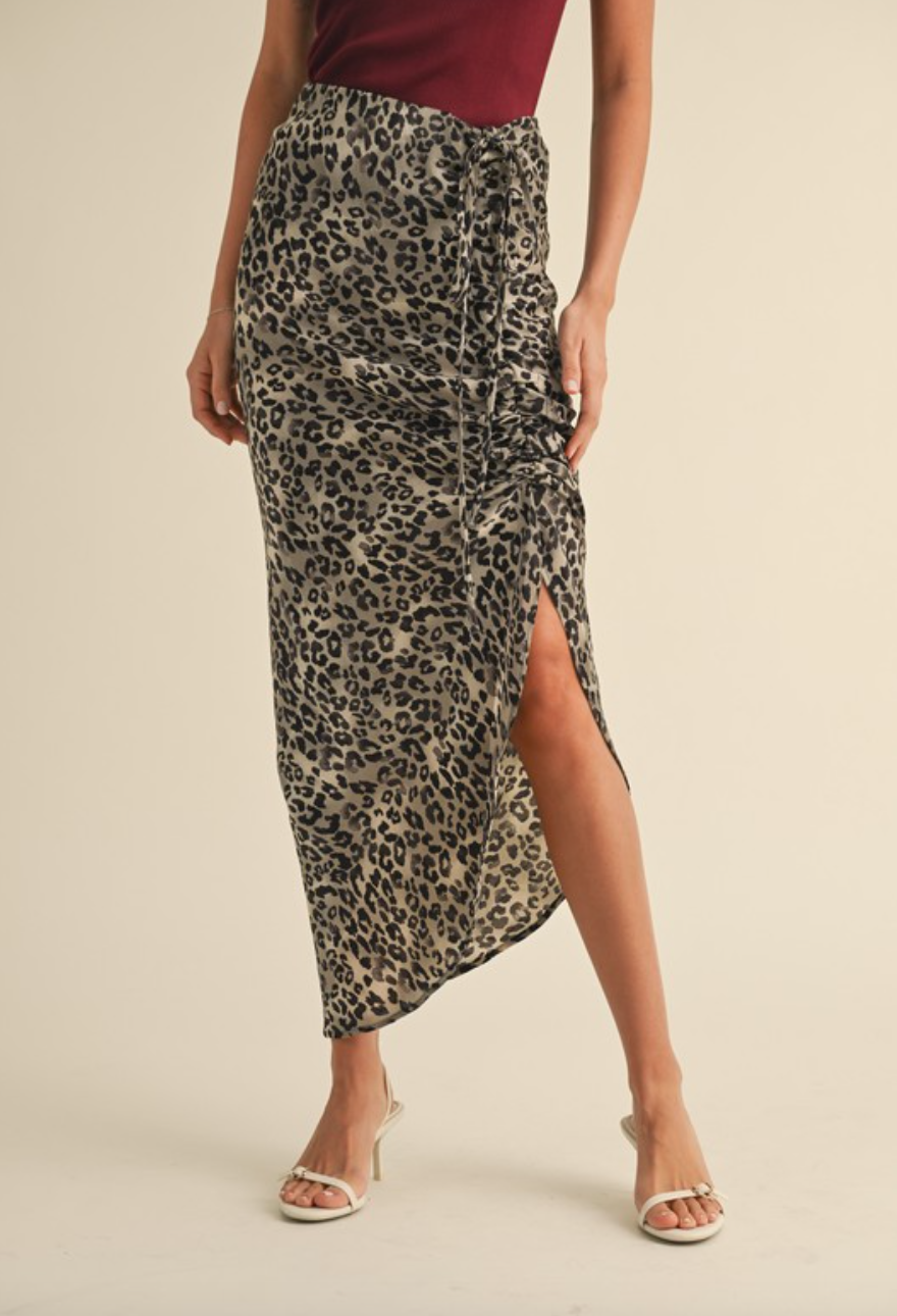 Leopard Ruching Skirt