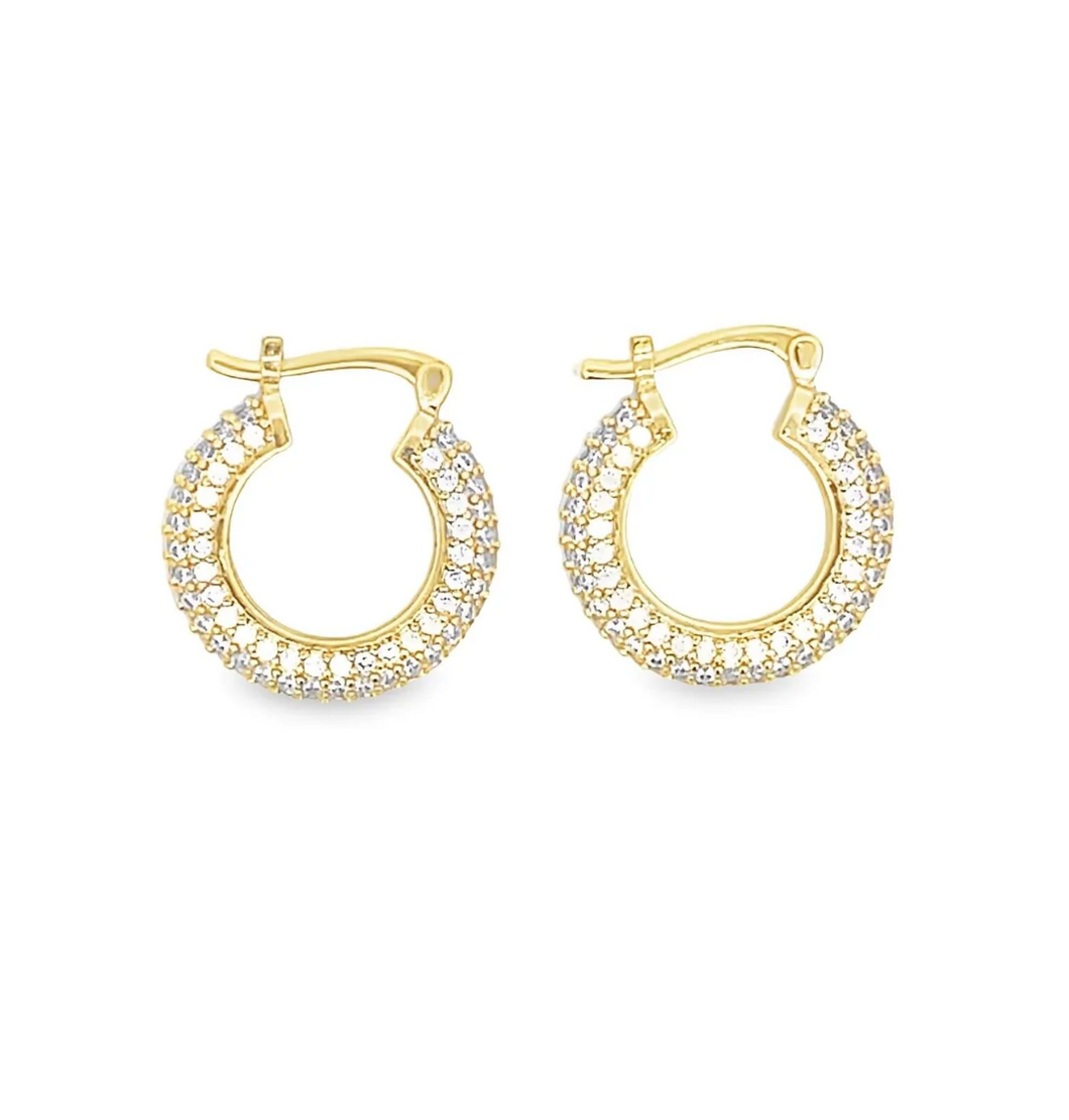 Mini CZ Paved French Hoops