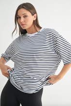 Load image into Gallery viewer, Coastal Cotton Striped Oversized Tee

