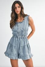 Load image into Gallery viewer, Cyrus Denim Ruffle Romper
