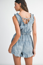 Load image into Gallery viewer, Cyrus Denim Ruffle Romper
