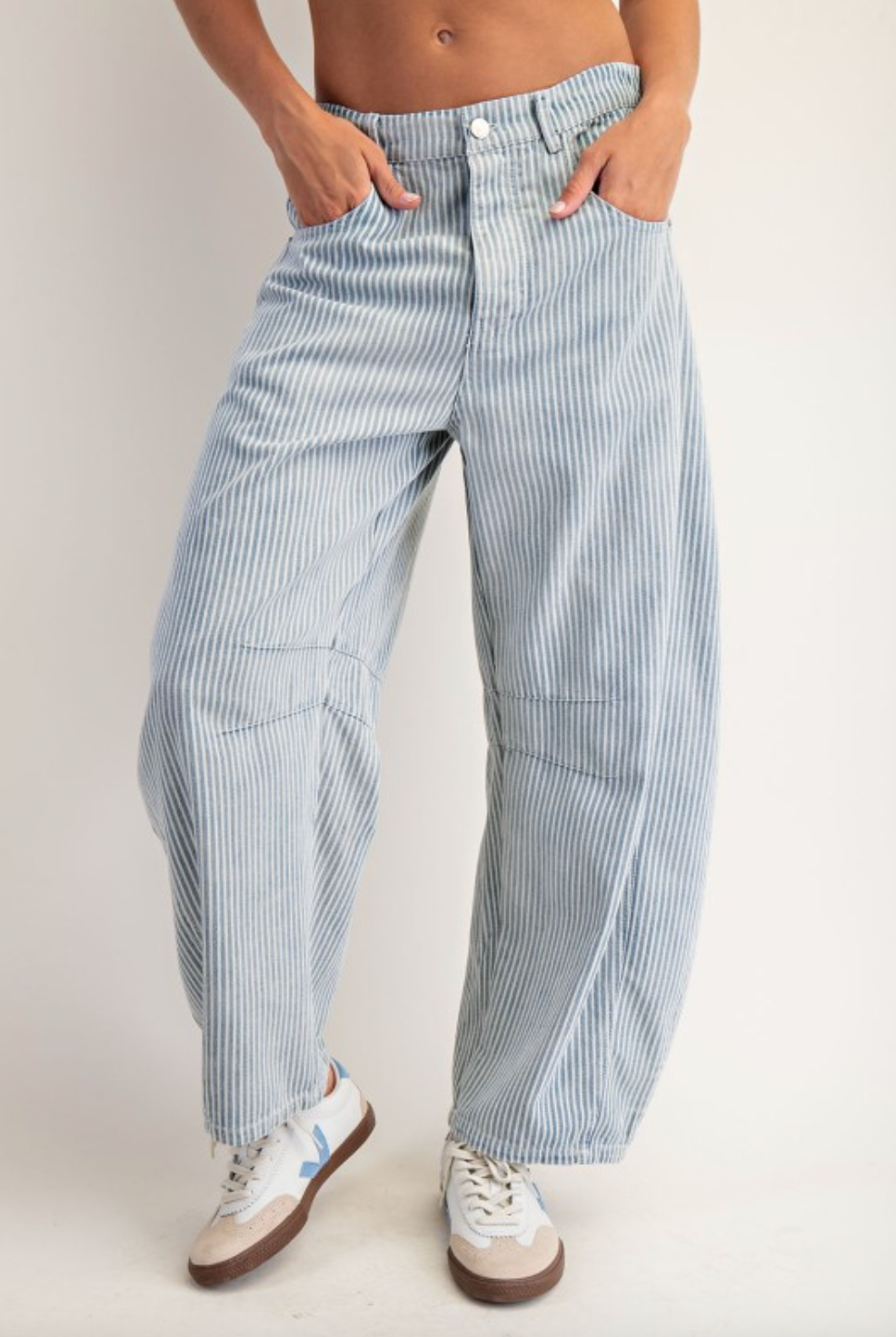 Pinstripe Barrel jean