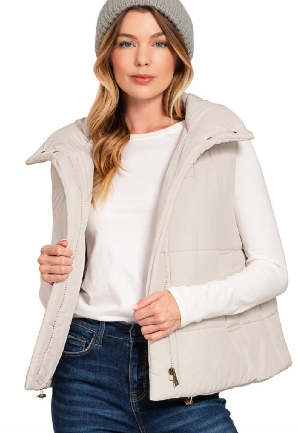 Evie High Neck Puffer Vest