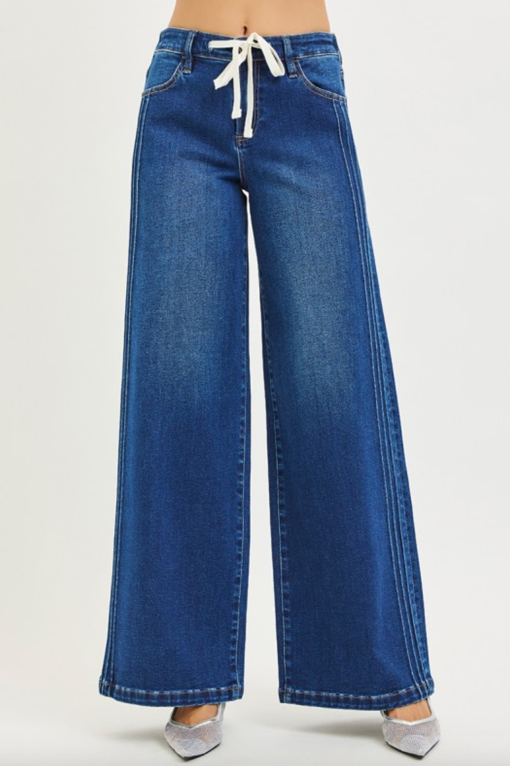 Jane Mid Rise Drawstring Denim