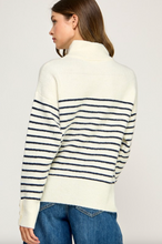 Load image into Gallery viewer, Rue Stipped Button Colar Sweater
