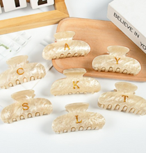 Load image into Gallery viewer, Golden Initial Letter Glitter Hair Claw Clip

