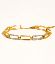 Load image into Gallery viewer, 18k Gold Non-tarnish Rhinestone Chain Bracelet
