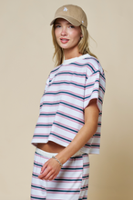 Load image into Gallery viewer, Cove Boxy Multicolor Stripe Print Tee
