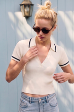Load image into Gallery viewer, Sol Ribbed Button Collar Top
