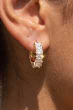 Load image into Gallery viewer, Princess Cut Cz Huggie Hoop Earrings
