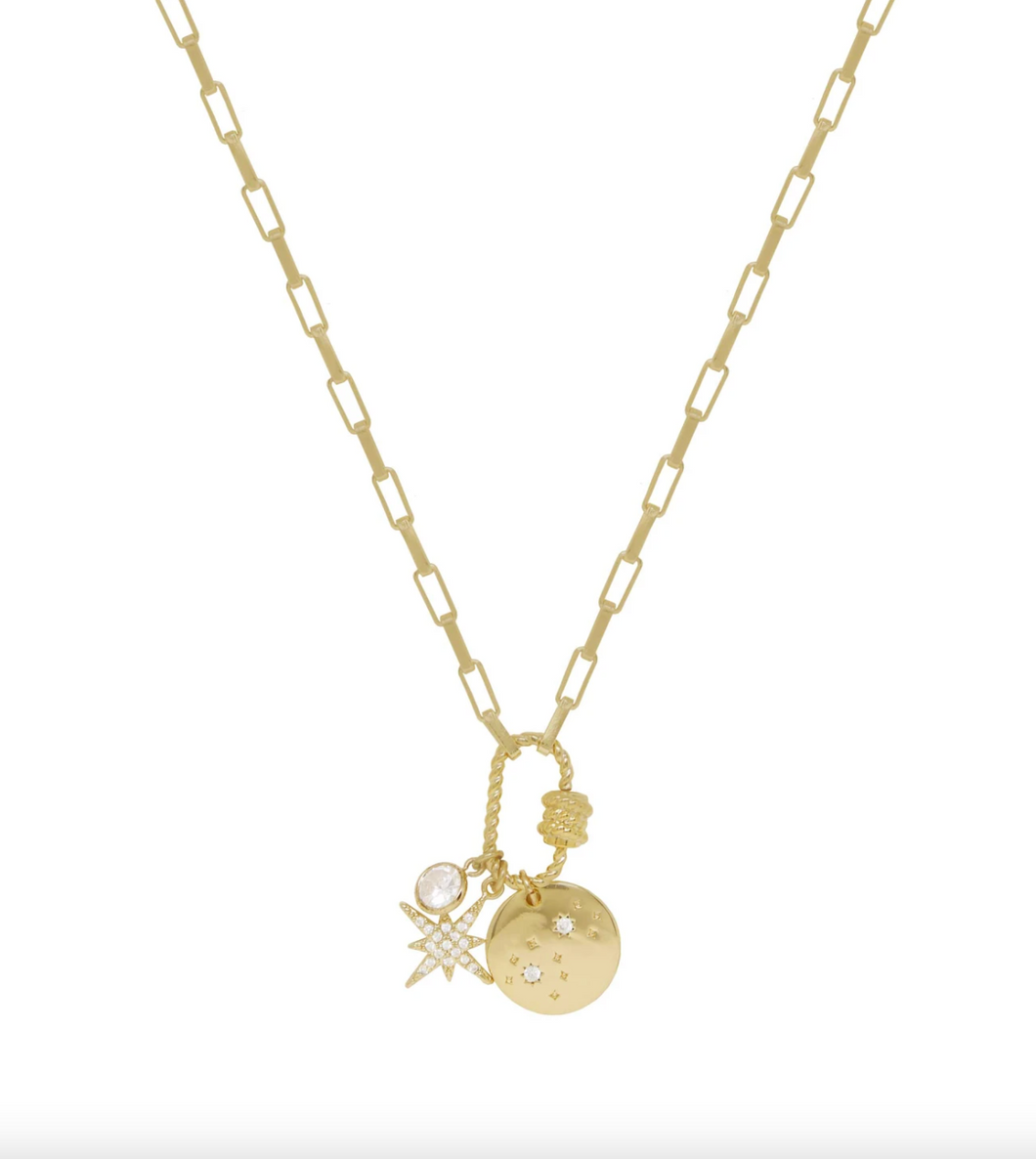 Charmed For Sure Necklace in Crystal & Gold